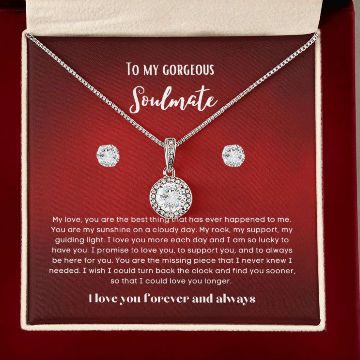 To my soulmate hop necklace and earrings set for anniversary or Valentine's day