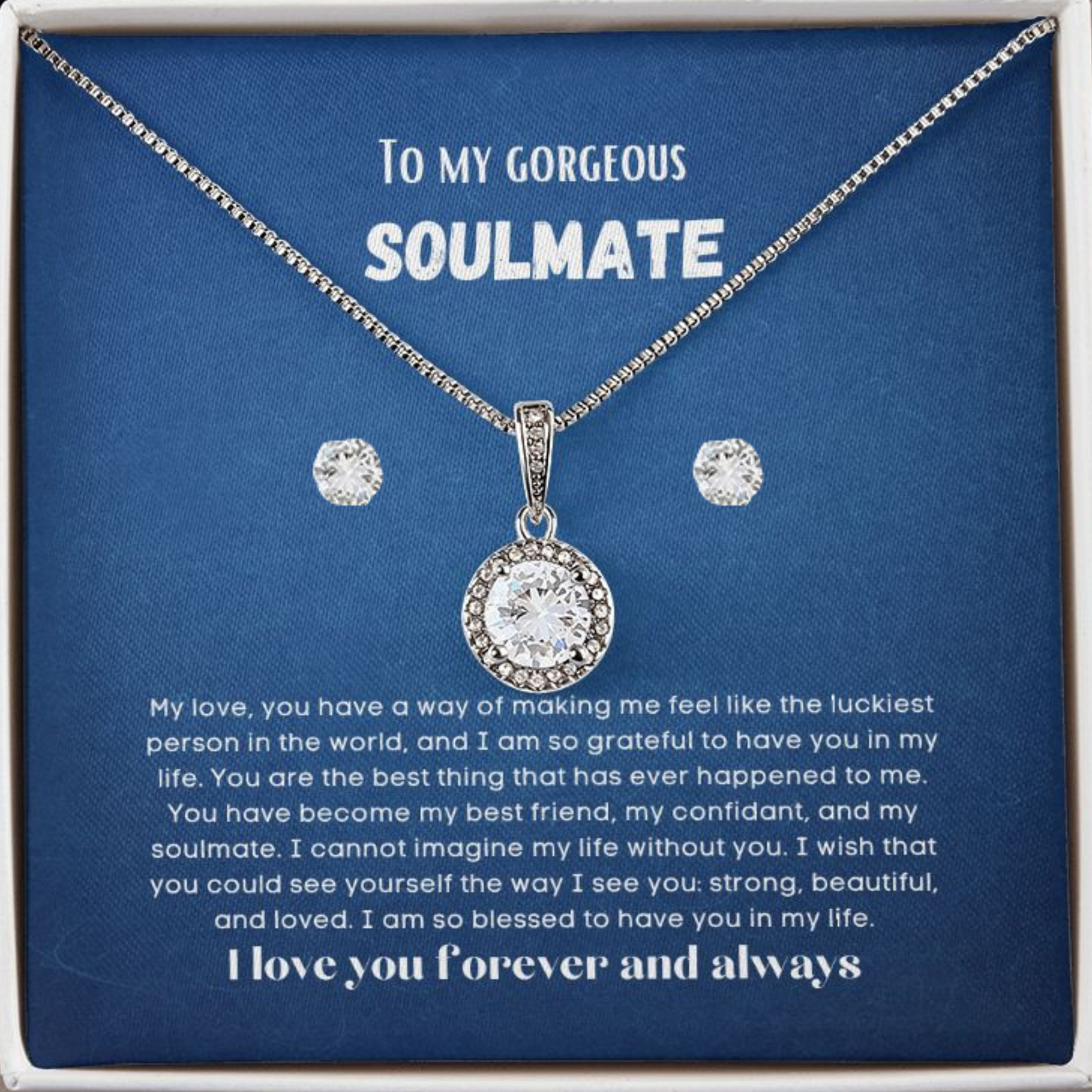 To my soulmate hop necklace and earrings set for anniversary or Valentine's day