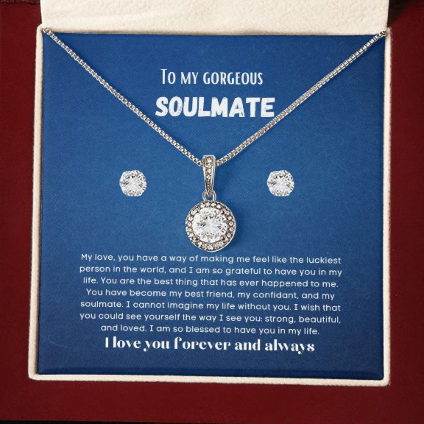 To my soulmate hop necklace and earrings set for anniversary or Valentine's day