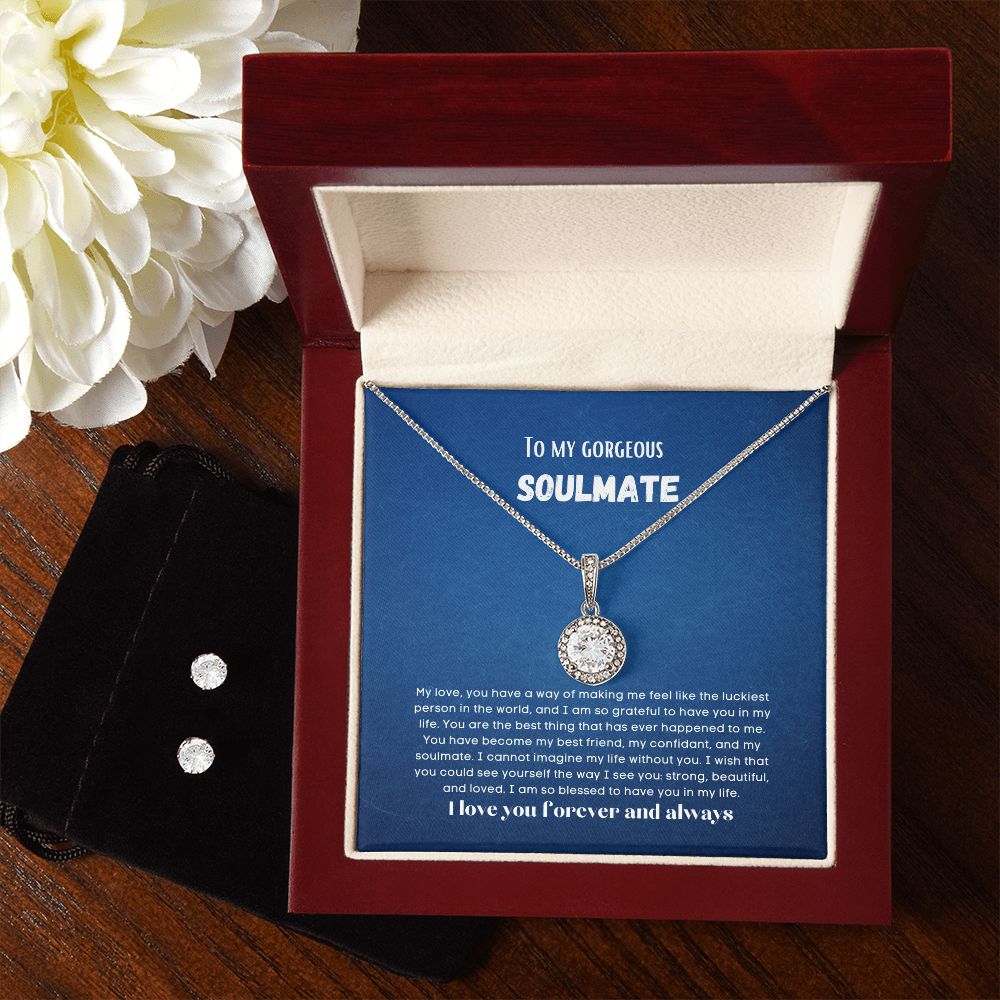 To my soulmate hop necklace and earrings set for anniversary or Valentine's day
