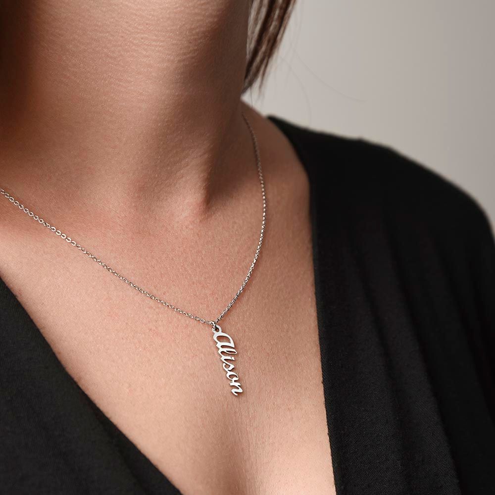 Vertical custom heart name necklace