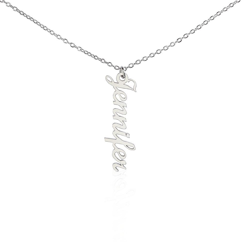 Vertical custom heart name necklace