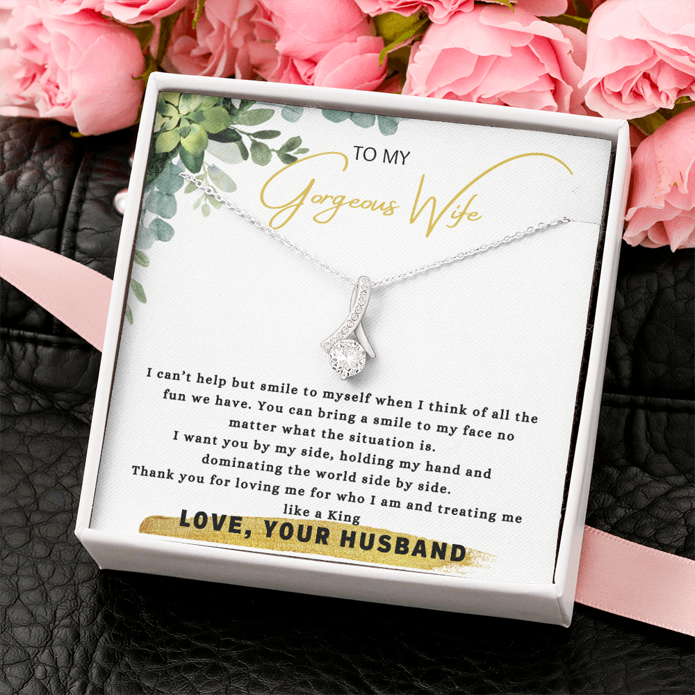 To my gorgeous wife massage card necklace with luxury box
