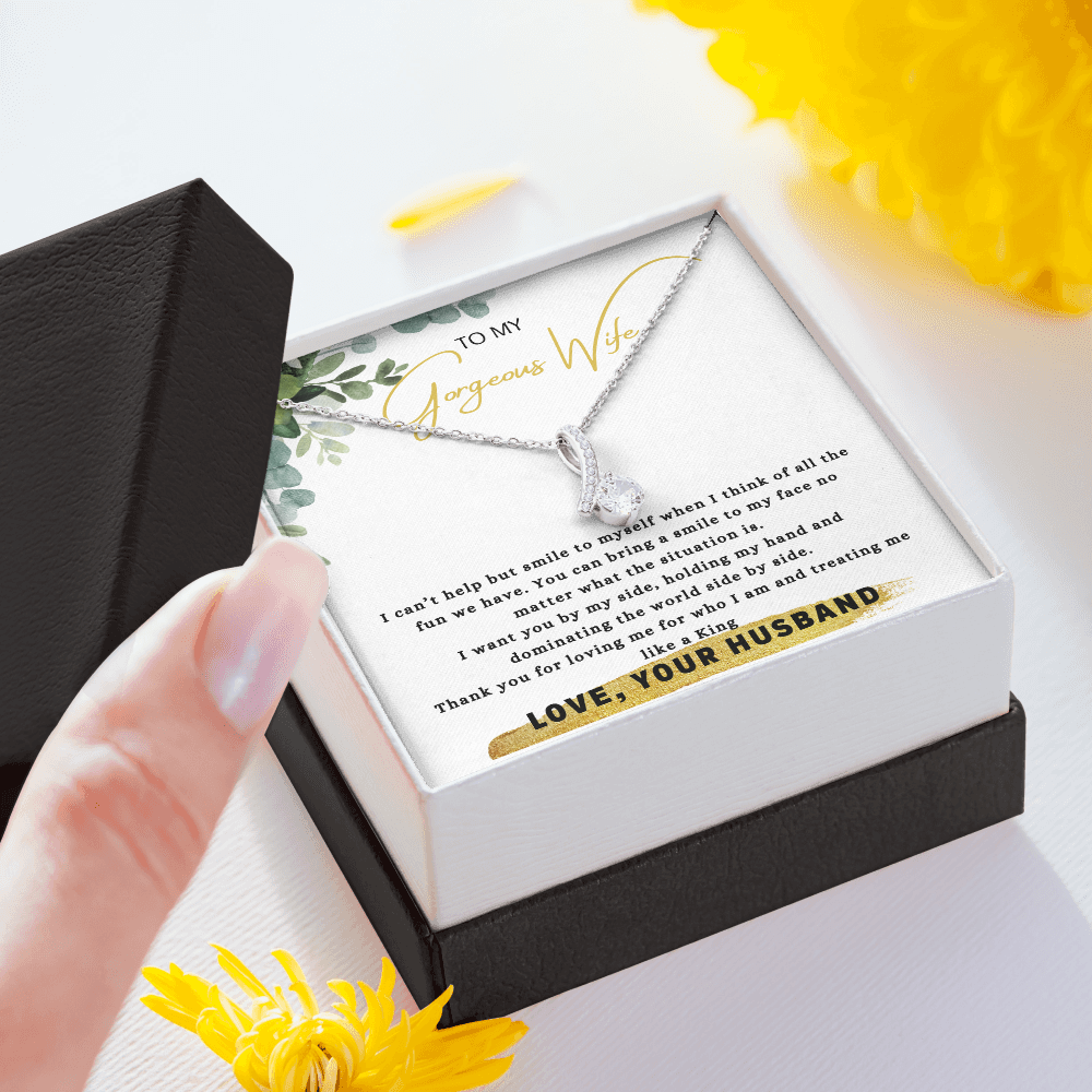 To my gorgeous wife massage card necklace with luxury box