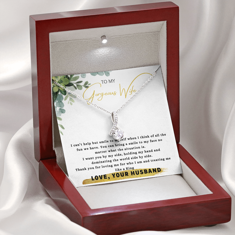 To my gorgeous wife massage card necklace with luxury box