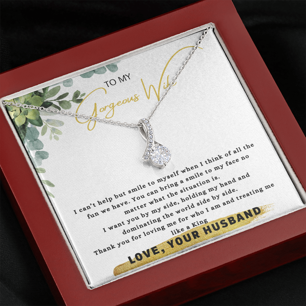 To my gorgeous wife massage card necklace with luxury box