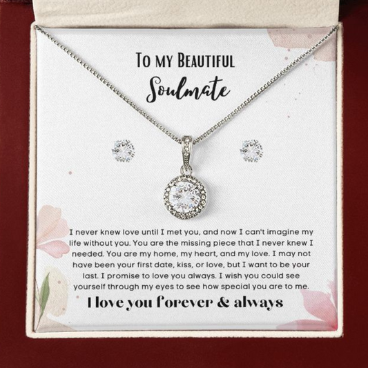 To my soulmate hop necklace and earrings set for anniversary or Valentine's day