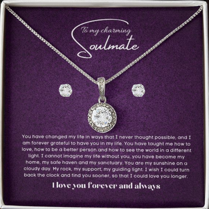 To my soulmate hop necklace and earrings set for anniversary or Valentine's day