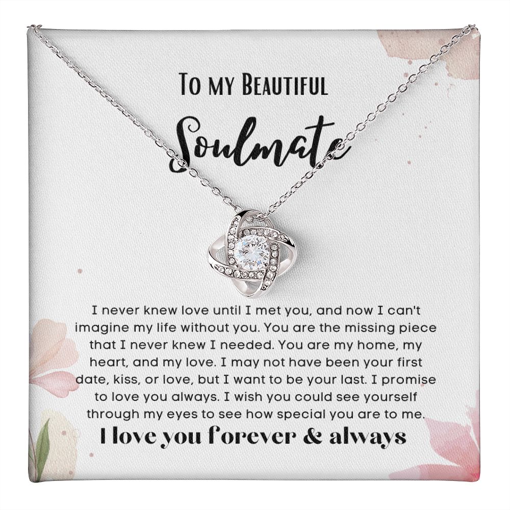Love Knot To my soulmate necklace gift for anniversary or Valentine's ay