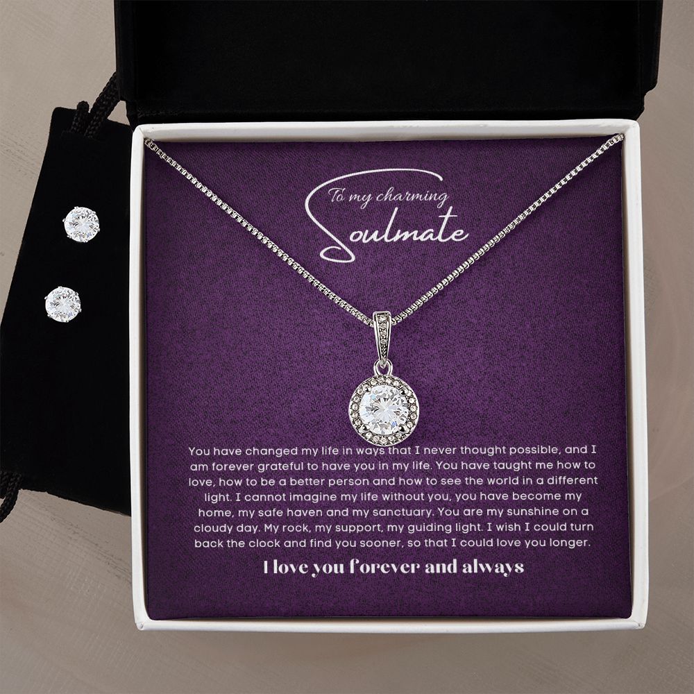 To my soulmate hop necklace and earrings set for anniversary or Valentine's day