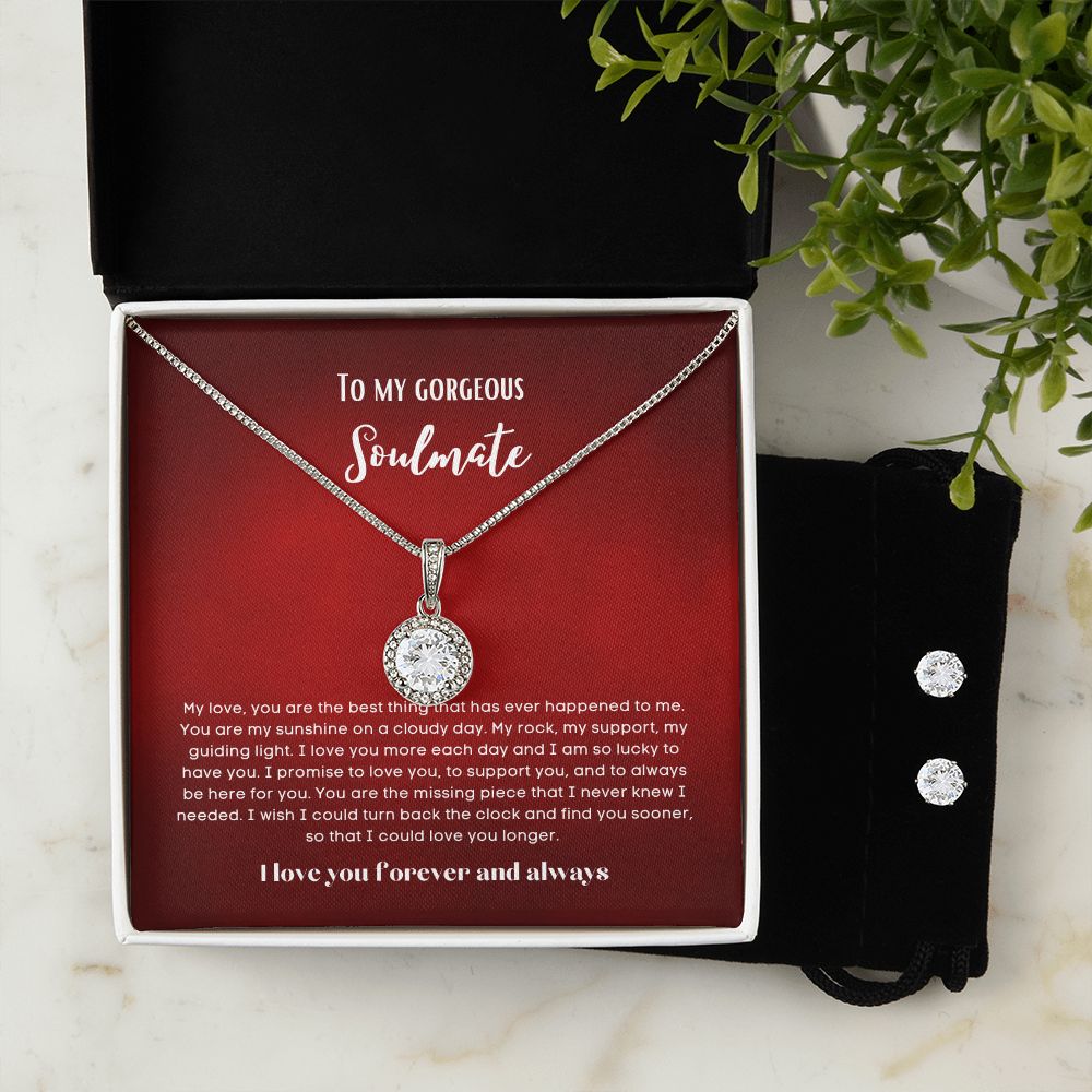 To my soulmate hop necklace and earrings set for anniversary or Valentine's day
