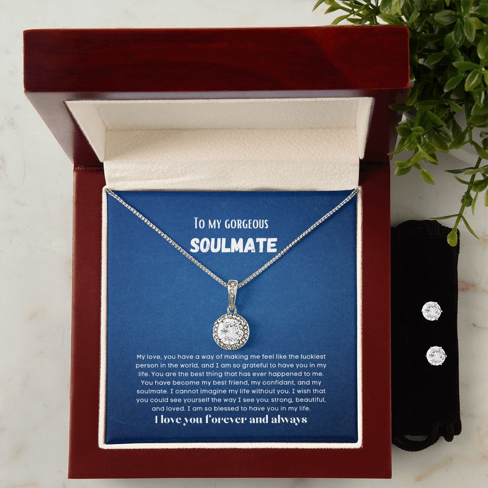 To my soulmate hop necklace and earrings set for anniversary or Valentine's day