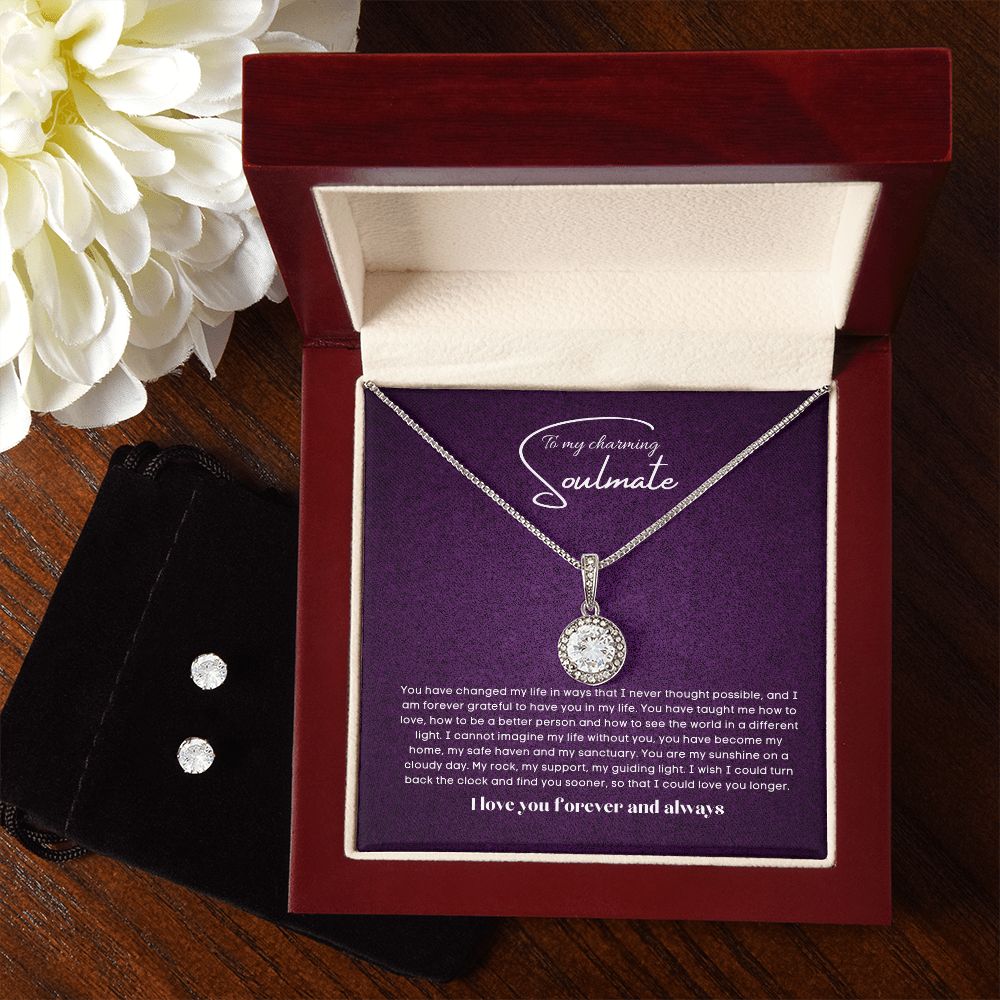To my soulmate hop necklace and earrings set for anniversary or Valentine's day