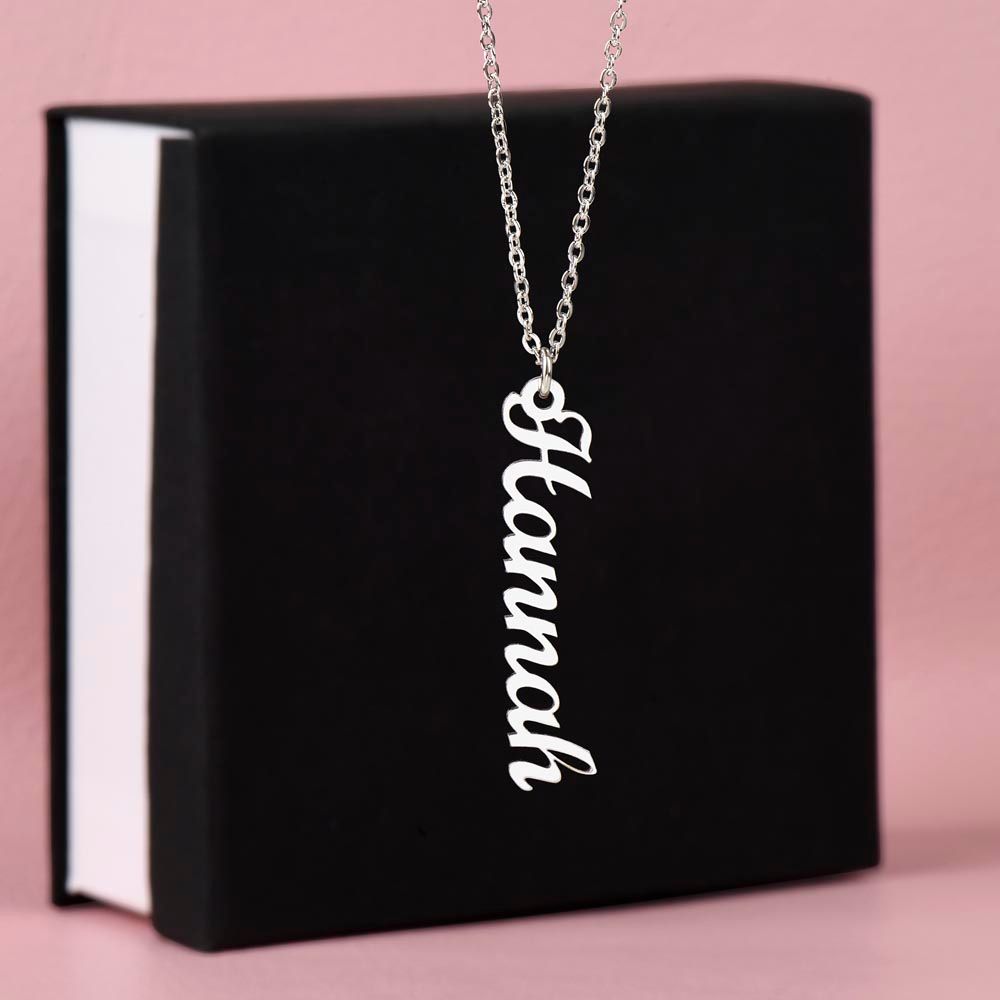 Vertical custom heart name necklace
