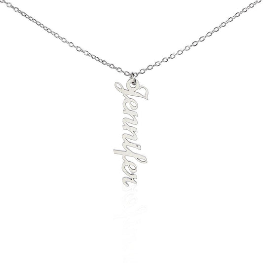 Vertical custom heart name necklace