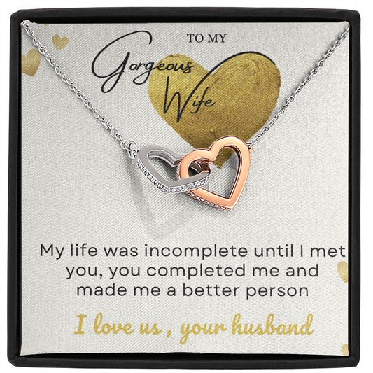 To my gorgeous wife massage card necklace with luxury box