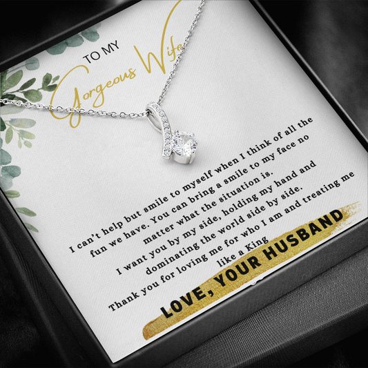To my gorgeous wife massage card necklace with luxury box