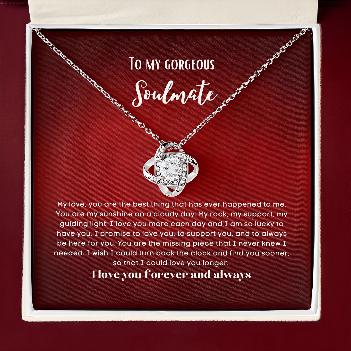 love knot earing To my soulmate necklace gift for anniversary or Valentine's ay