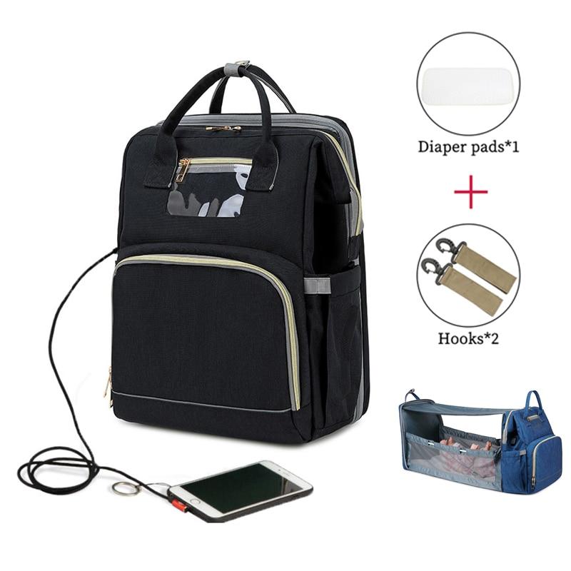 USB Bassinet Diaper Bag With Sunscreen & Changing Mat