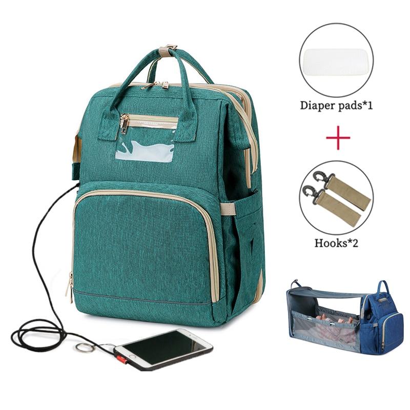 USB Bassinet Diaper Bag With Sunscreen & Changing Mat